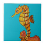 Sea horse ceramic tile<br><div class="desc">A water-colour sea horse.</div>
