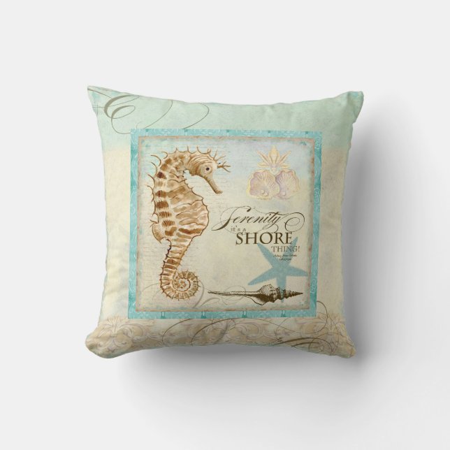 Sea Horse  Coastal Beach - Home Decor Pillow (Front)
