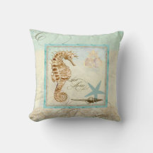 Sea Horse Coastal Beach - Home Decor Pillow