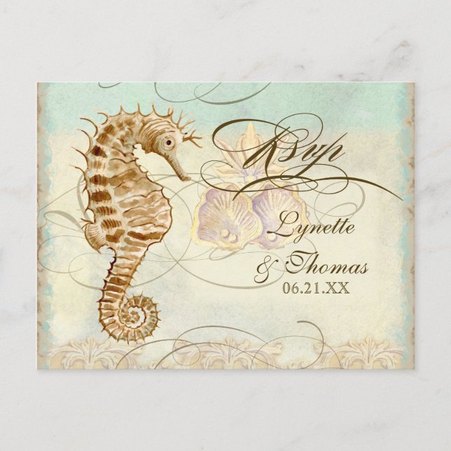 Sea Horse Coastal Beach - RSVP Response Postcard (Front)