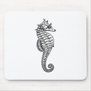 Sea Horse - Drawing - Seahorse - Marine life Mouse Pad