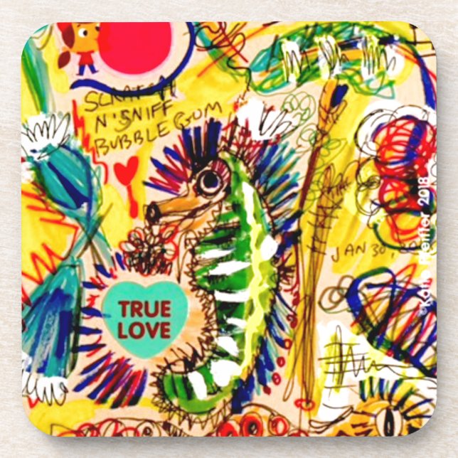 sea horse Graffiti Beverage Coaster (Front)