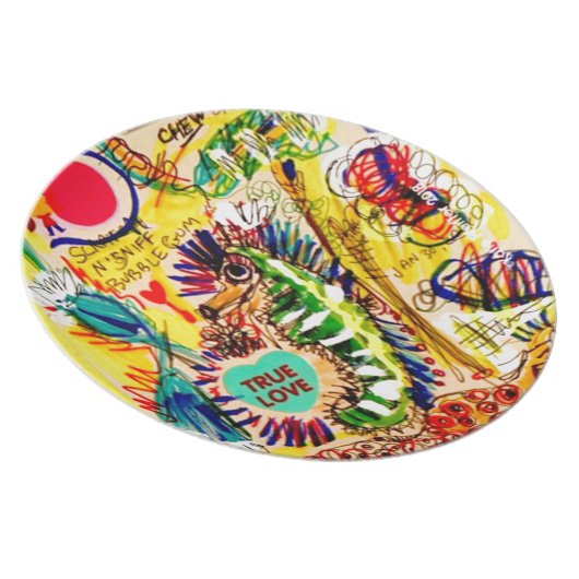 sea horse Graffiti Dinner Plate (Right Side)