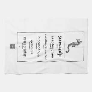 Sea horse in different languages kitchen towel