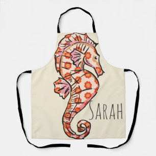 Sea Horse Kitchen Apron Customizable