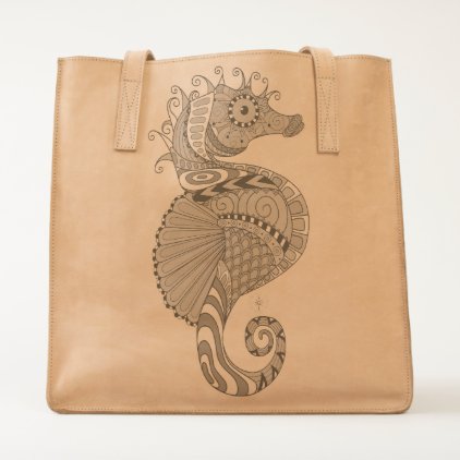 Sea Horse Leather Tote Bag