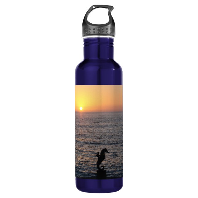 Sea Horse Riding Stainless Steel Water Bottle (Front)