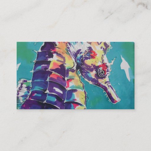 Customizable Sea Horse Silk Painting Business Card
