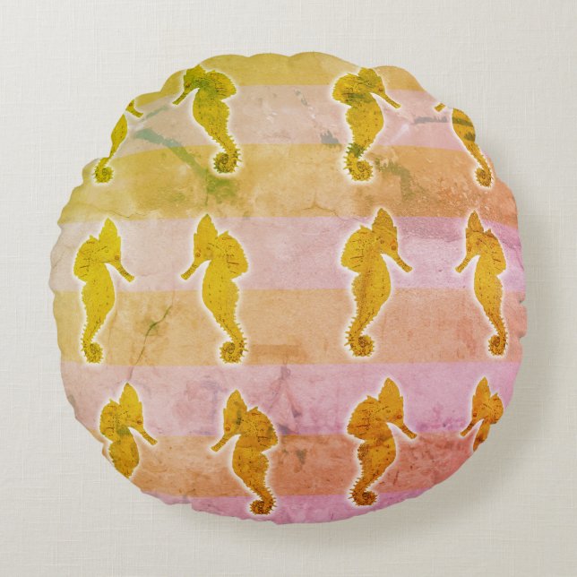Sea Horse Summer Pattern Round cushion (Front)