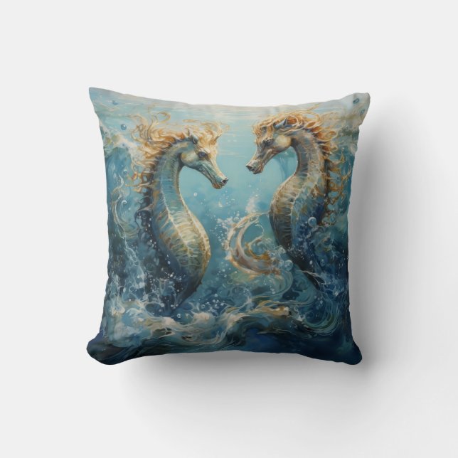 Sea Horse Throw Pillow (Front)
