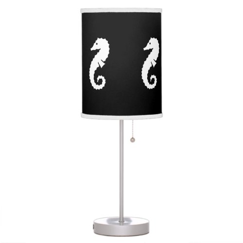 SEA HORSE White on black Table Lamp