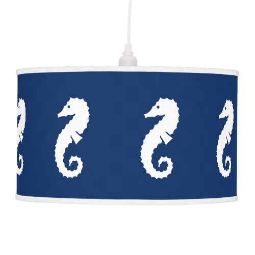 SEA HORSE White on blue Ceiling Lamp