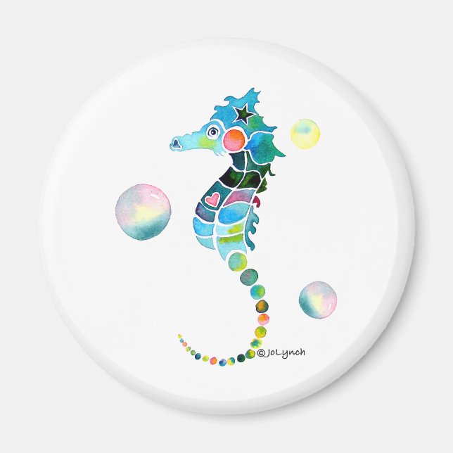 Sea Horse with Bubbles Magnet (Front)