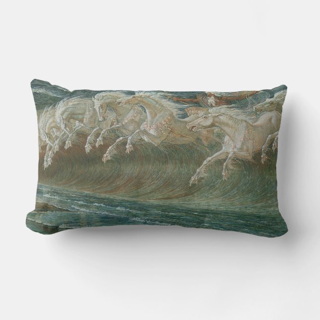 Sea Horses and Poseidon Lumbar Pillow (Front)