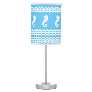 SEA HORSES and waves Blue and White Custom Lamp