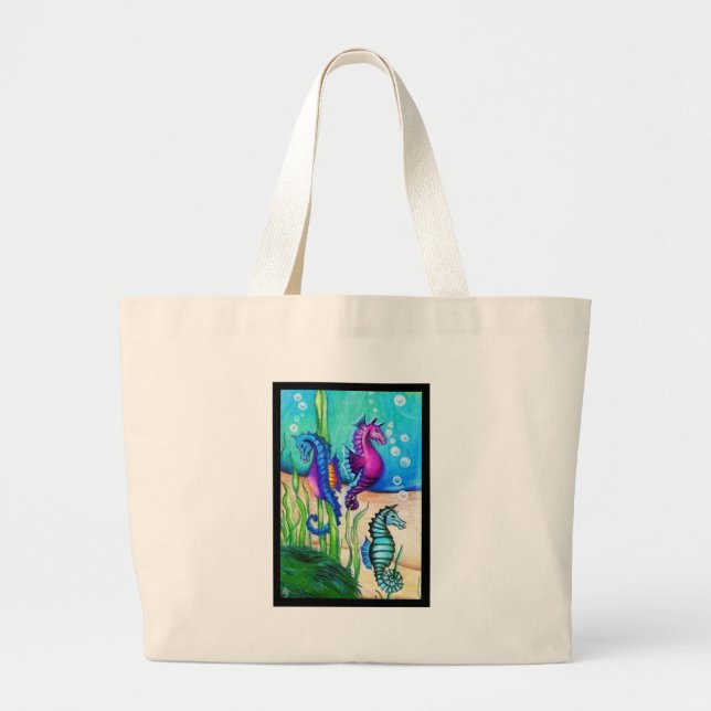 Sea Horses Collection Large Tote Bag (Front)