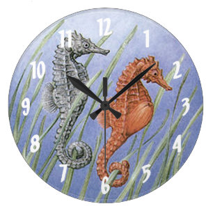 Sea Horses Large Clock