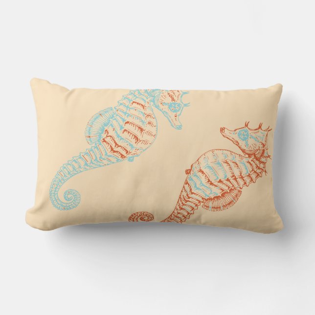 Sea Horses Lumbar Pillow (Front)
