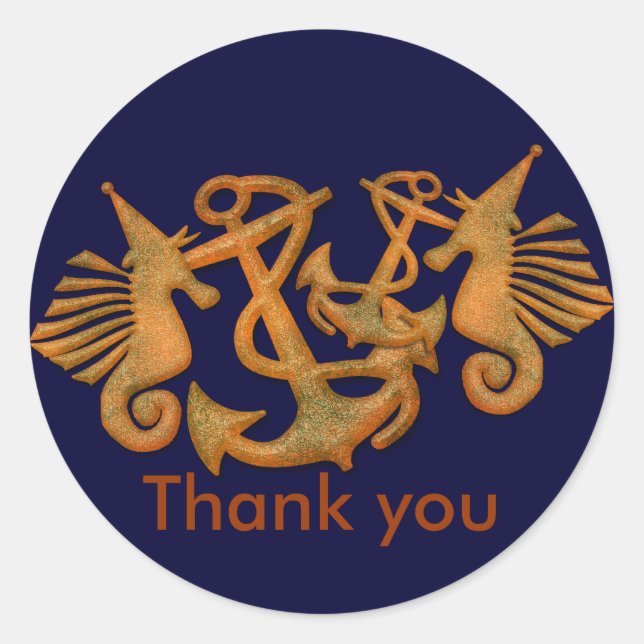 Sea horses Thank You Stickers (Front)
