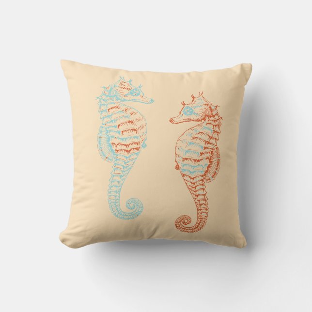 Sea Horses Throw Pillow (Front)