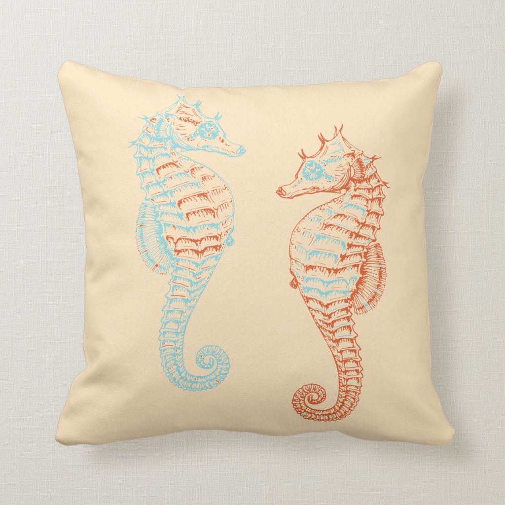 Sea Horses Throw Pillow