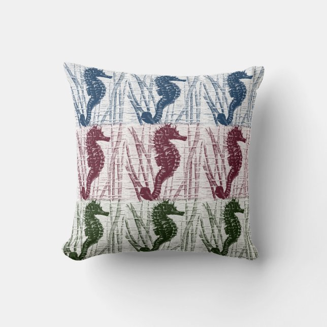 Sea Horses Throw Pillow (Front)
