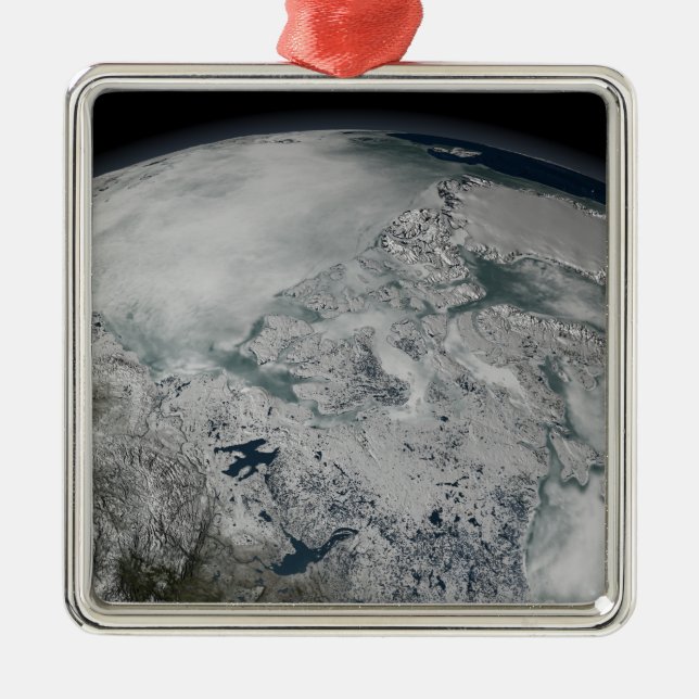 Sea ice above North America Metal Ornament (Front)