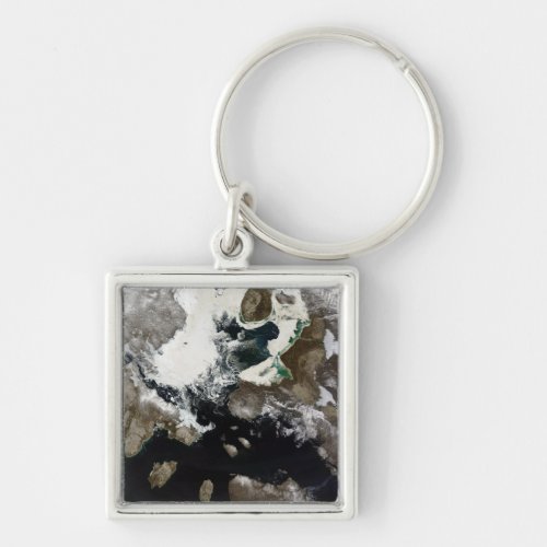 Sea ice and sediment visible in Nunavut Canada Keychain