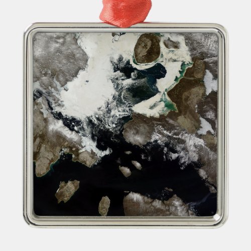 Sea ice and sediment visible in Nunavut Canada Metal Ornament