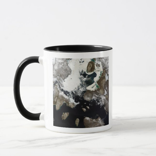 Sea ice and sediment visible in Nunavut, Canada Mug (Left)