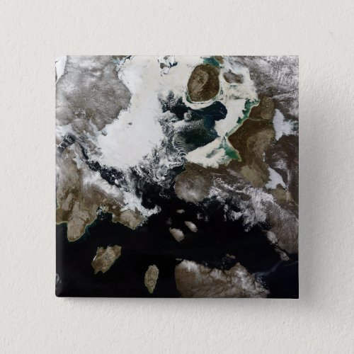 Sea ice and sediment visible in Nunavut Canada Pinback Button