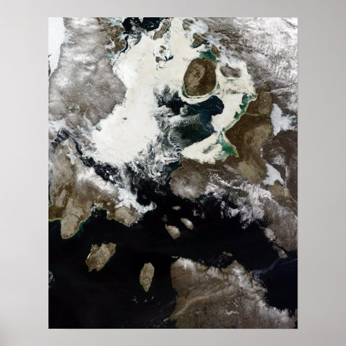 Sea ice and sediment visible in Nunavut Canada Poster