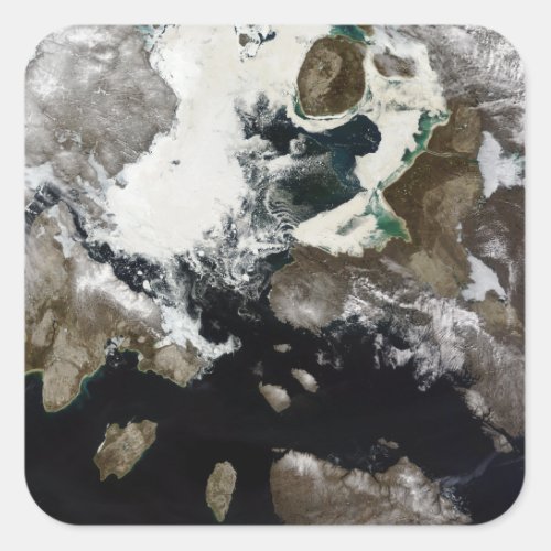 Sea ice and sediment visible in Nunavut Canada Square Sticker