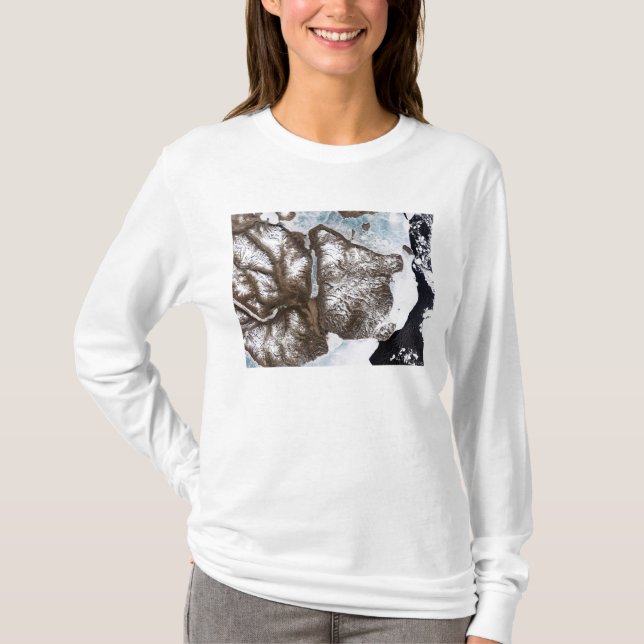 Sea ice lines the shoreline in eastern Greenlan T-Shirt (Front)