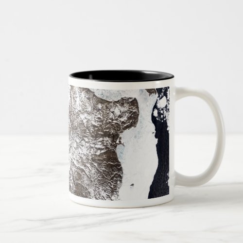 Sea ice lines the shoreline in eastern Greenlan Two_Tone Coffee Mug