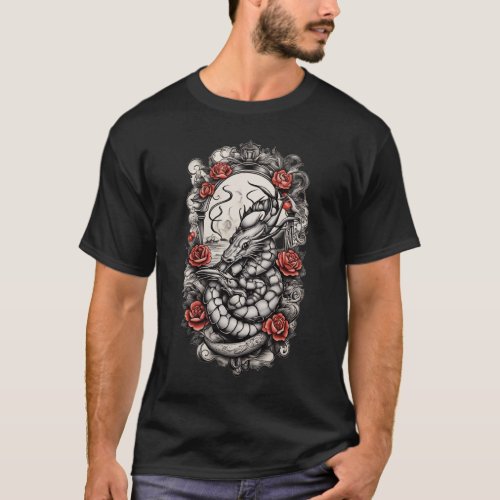 Sea Ink Elegance Shrimp Flash Tattoo Tee T_Shirt