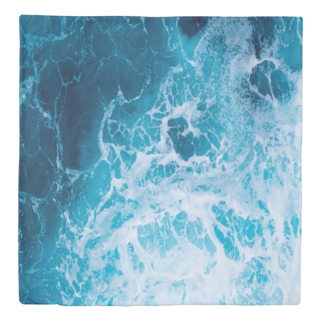 Sea-Inspired Serenity: Tranquil Ocean Waves and Se Duvet Cover (Front)