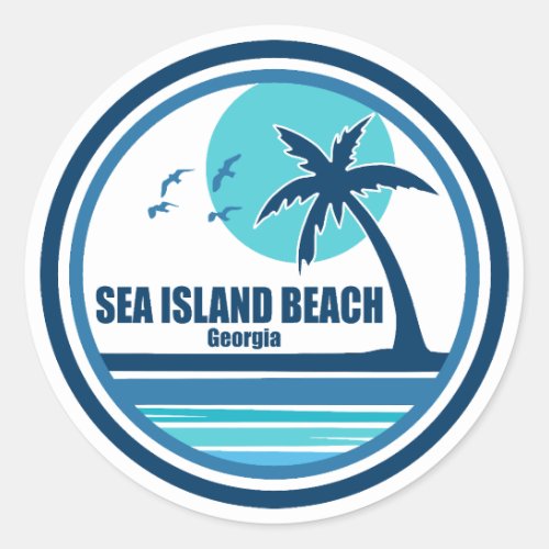 Sea Island Beach Georgia Palm Tree Birds Classic Round Sticker