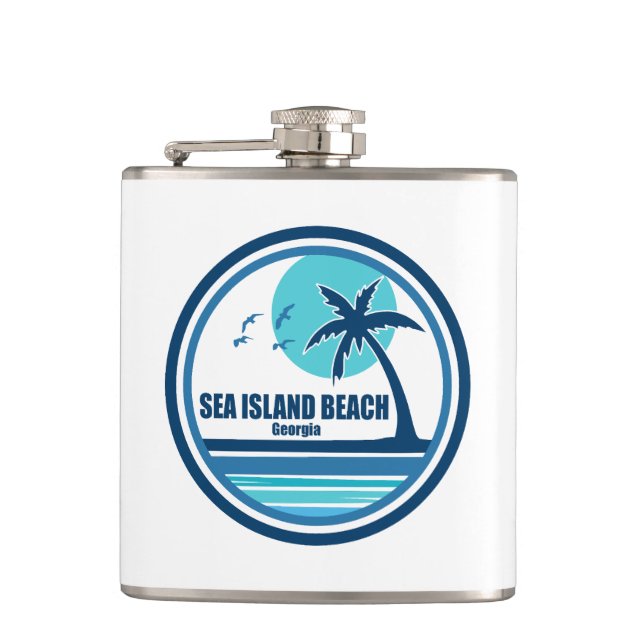 Sea Island Beach Georgia Palm Tree Birds Flask (Front)