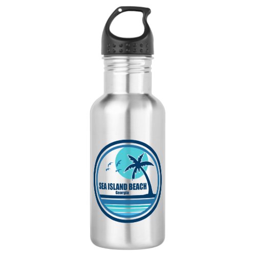 Sea Island Beach Georgia Palm Tree Birds Stainless Steel Water Bottle