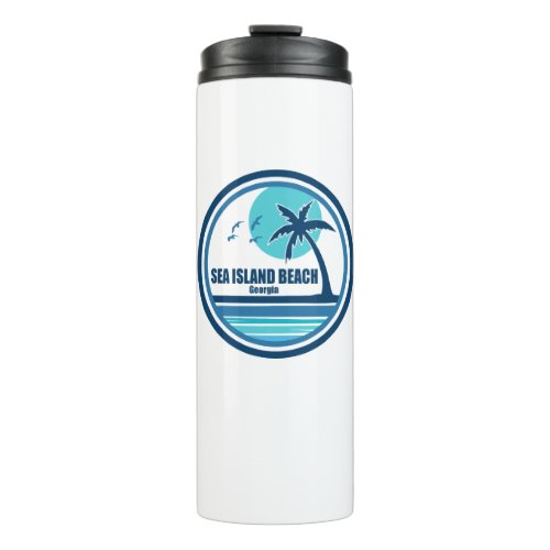 Sea Island Beach Georgia Palm Tree Birds Thermal Tumbler