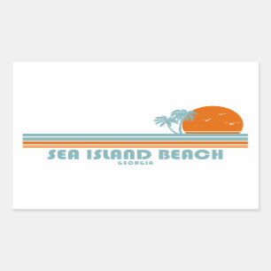 Sea Island Beach Georgia Sun Palm Trees Rectangular Sticker