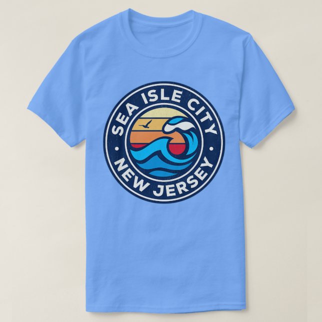 Sea Isle City New Jersey Nj Nautical Waves  2 T-Shirt (Design Front)