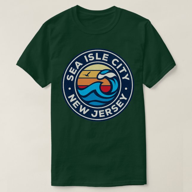 Sea Isle City New Jersey Nj Nautical Waves  4 T-Shirt (Design Front)
