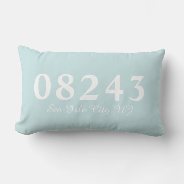 Sea Isle City NJ 08243 Pillow, Beach Housewarming  Lumbar Pillow (Front)