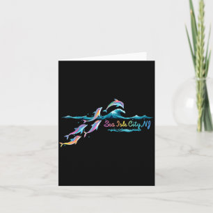 Sea Isle City Nj Colorful Dolphin Lover Beach Vaca Card
