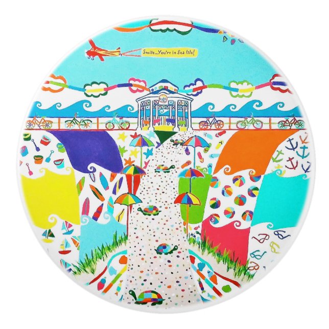 Sea Isle City Promenade Ceramic Pull Knob (Front)