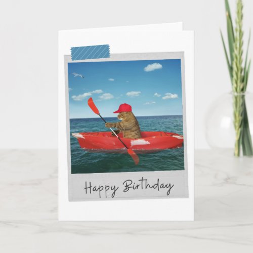 Sea Kayak Cat Funny Birthday Card