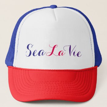 Sea La Vie Trucker Beach Hat by seasidepapercompany at Zazzle