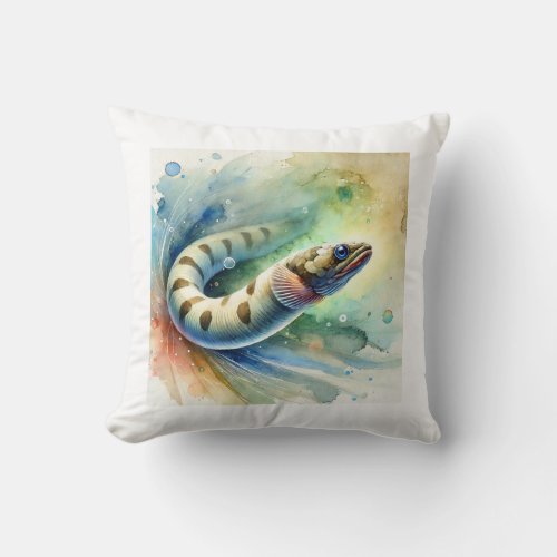 Sea Lamprey 130624AREF113 _ Watercolor Throw Pillow